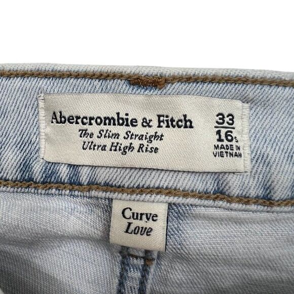 Abercrombie & Fitch Curve Love Slim Straight Ultra High Rise Jeans Size 33 16s - Picture 4 of 6